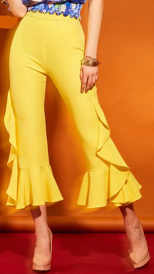 RILEY’S HIGH-RUFFLE ANKLE PANTS