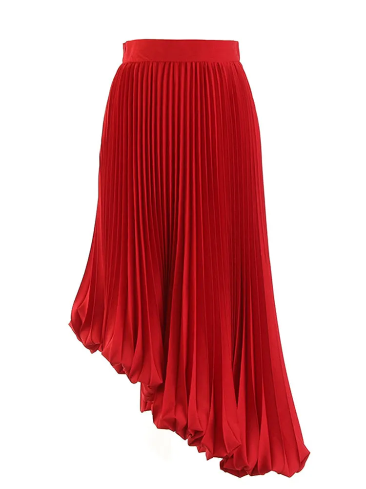 Ruched Irregular Hem A-Line Skirt