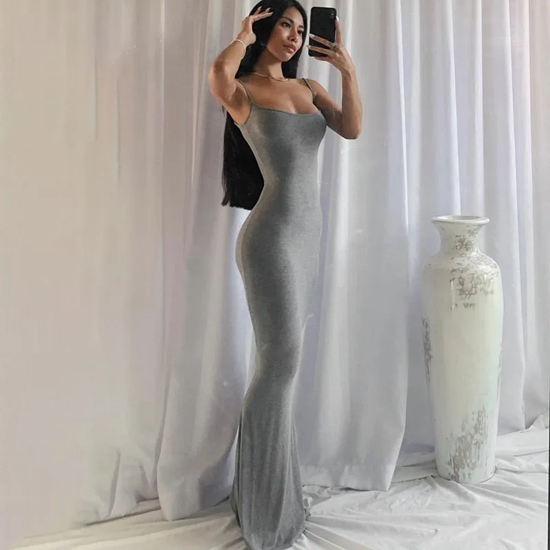 Satin Slip Sleeveless Backless Maxi Dress Women Y2k Summer Bodycon Elegant Sexy Outfits Ladies Birthday Party Club Sundress