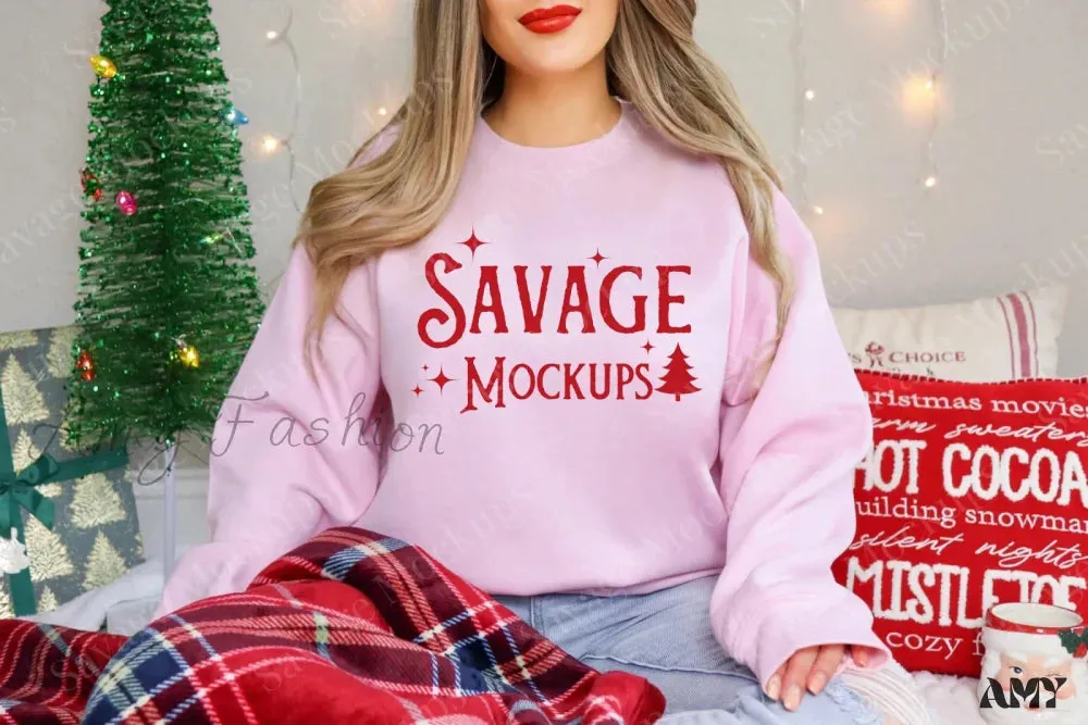 Savage Mockups Crew Neck Christmas Hoodie - Stylish and Comfy Party Wear