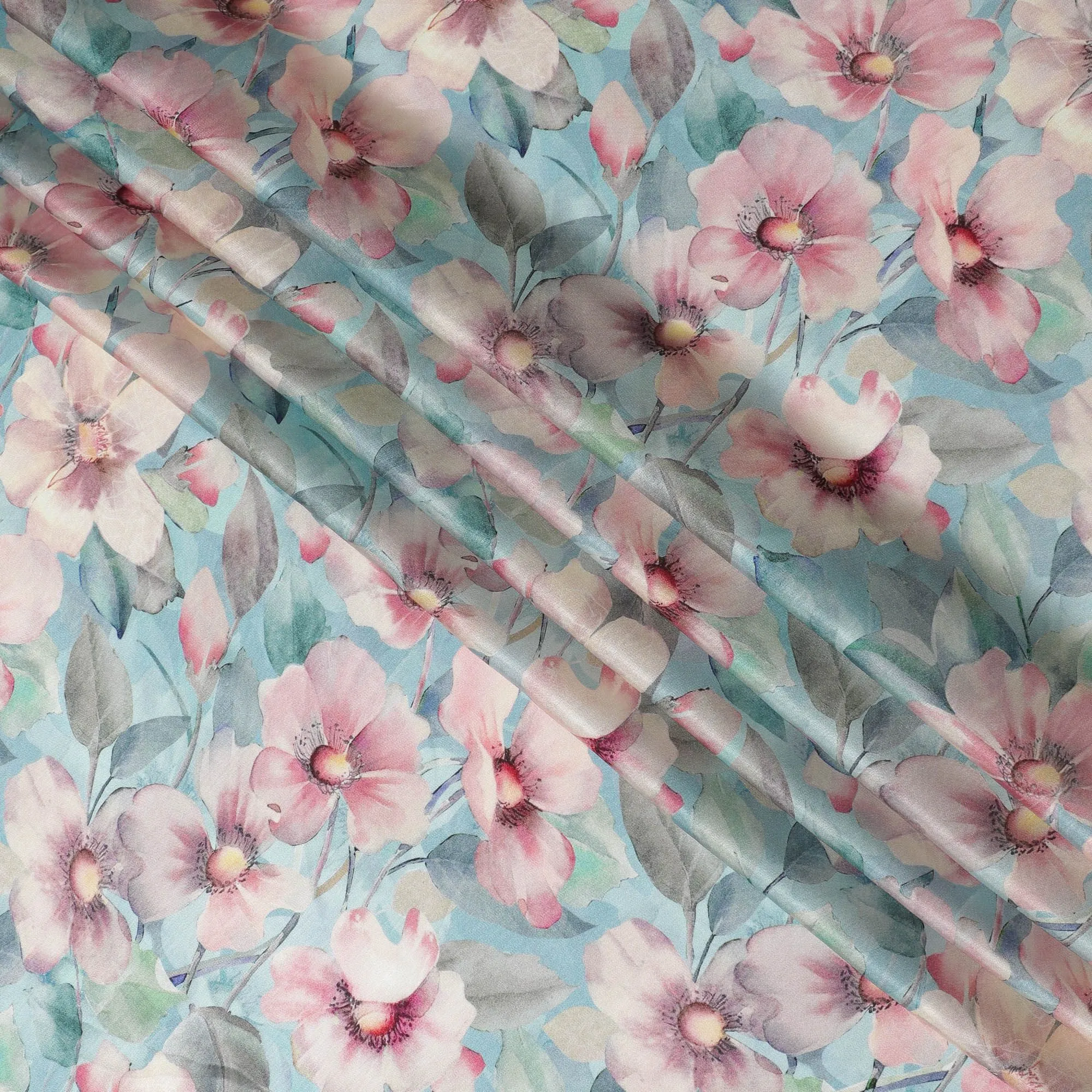 Serene Blossom Viscose Crepe Fabric - 110cm Wide - Soft Draping Quality - Shop Online-D18219