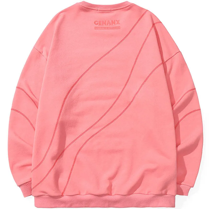 Stylish Plain Letter Print Crew Neck Sweatshirt