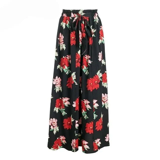 Thigh High Split Vintage Print Skirt