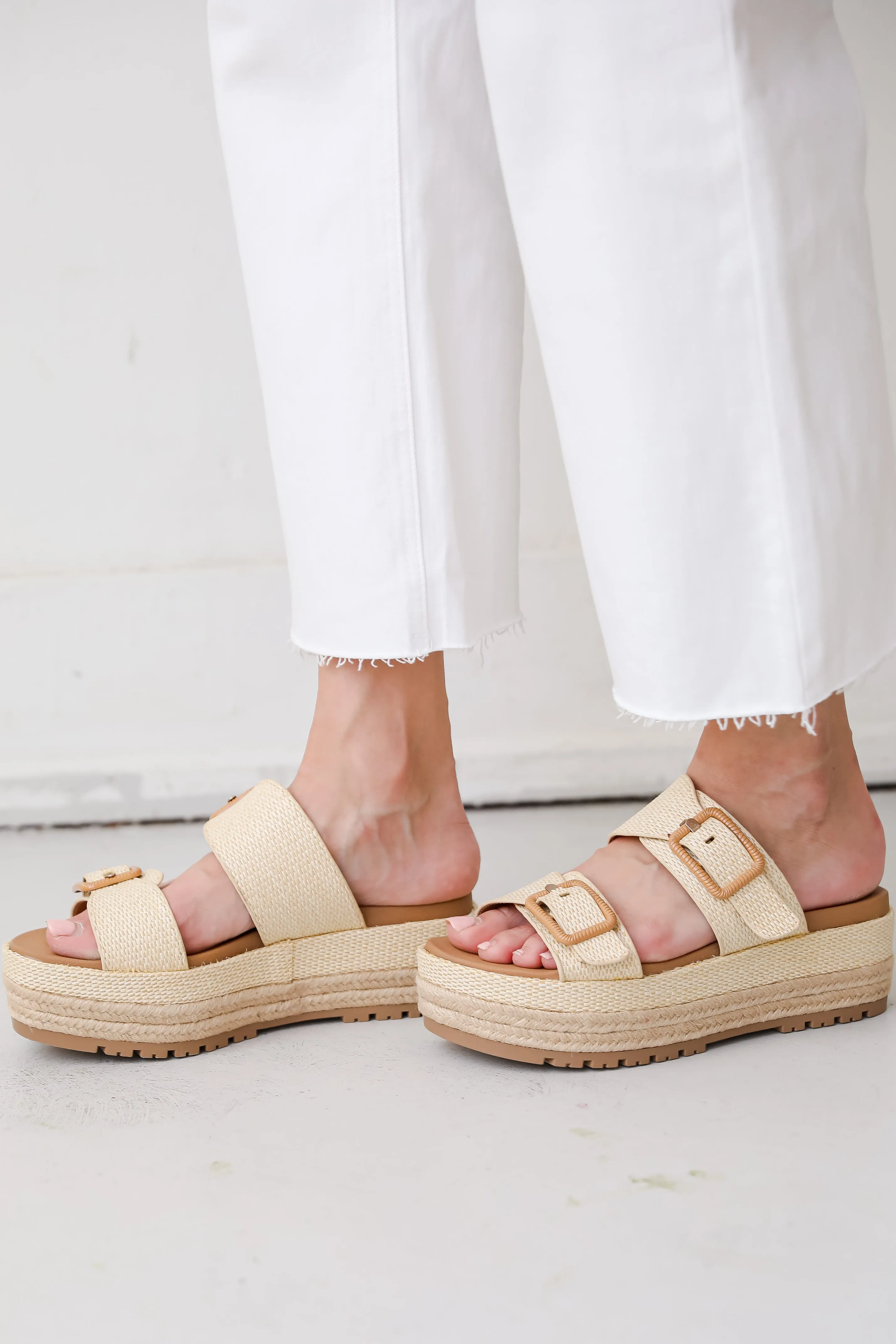 To The Tropics Natural Platform Double Strap Sandals