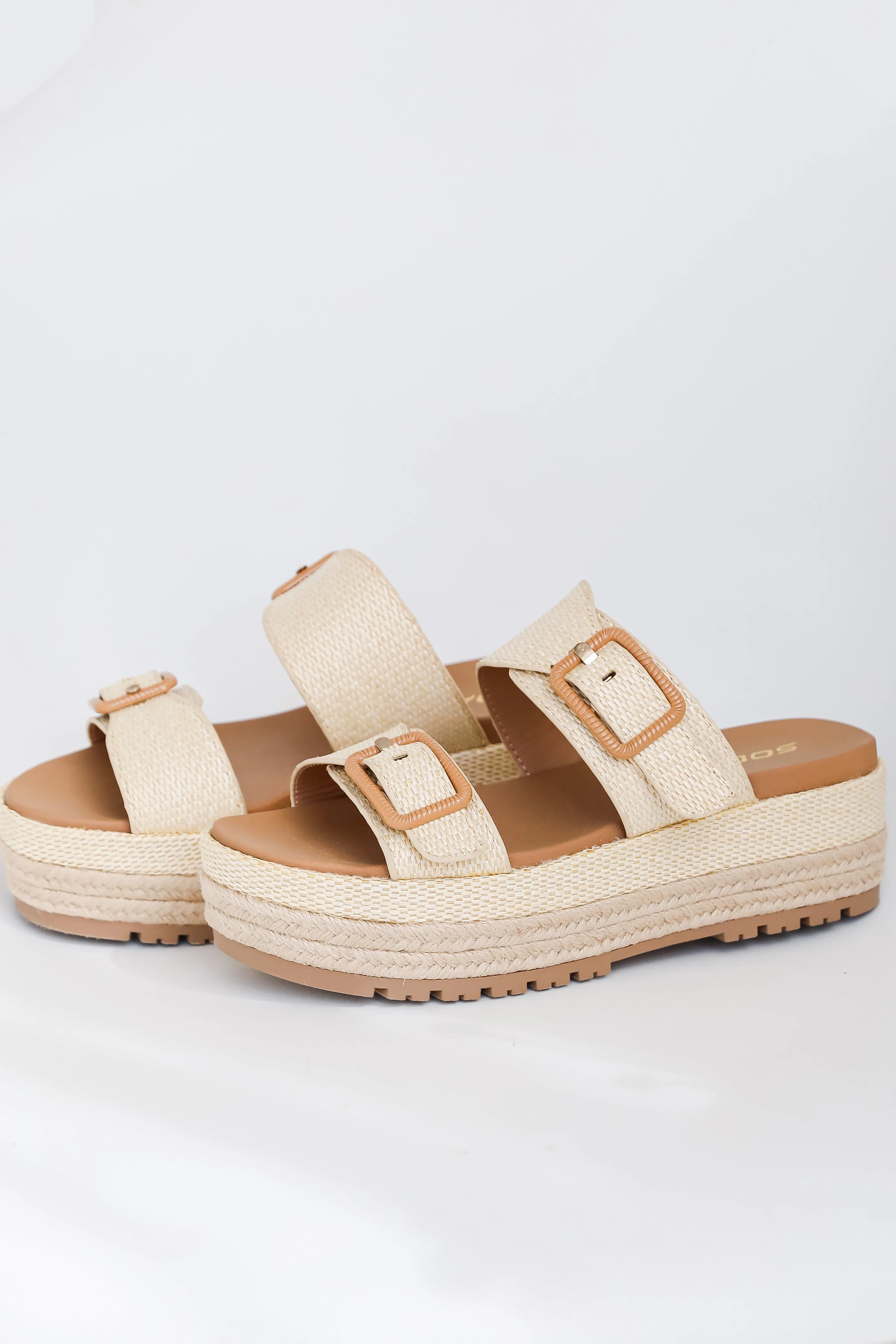 To The Tropics Natural Platform Double Strap Sandals