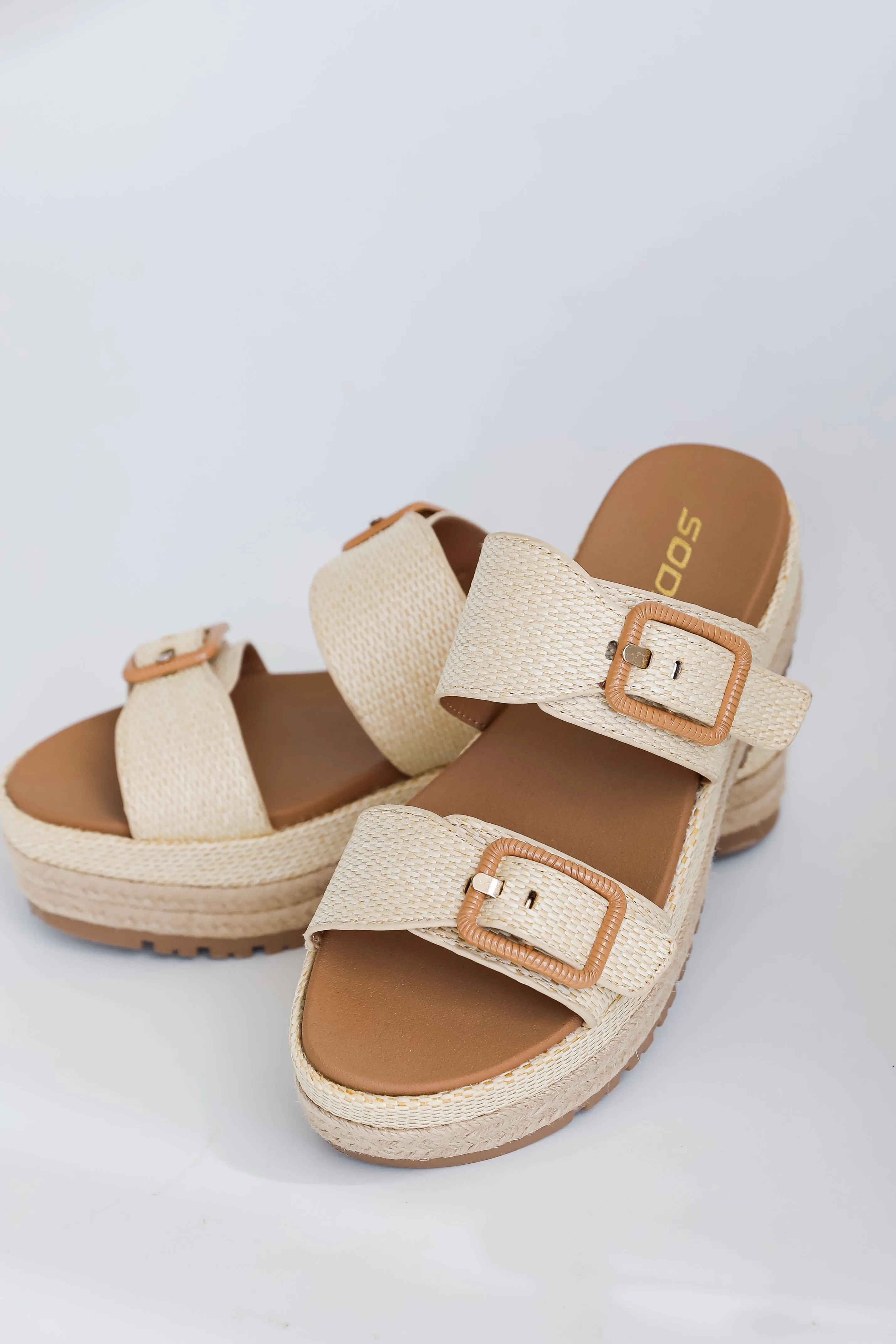 To The Tropics Natural Platform Double Strap Sandals