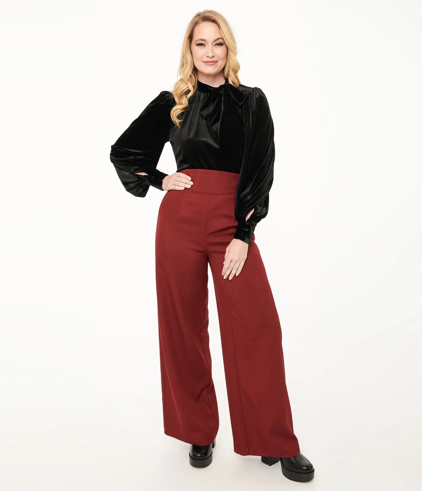 Unique Vintage 1940s Merlot High Waist Pants