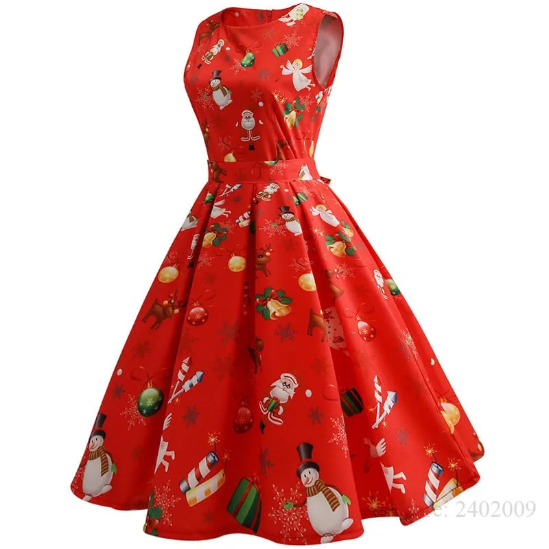 VenusFox Casual Elegant Vintage Christmas Dress