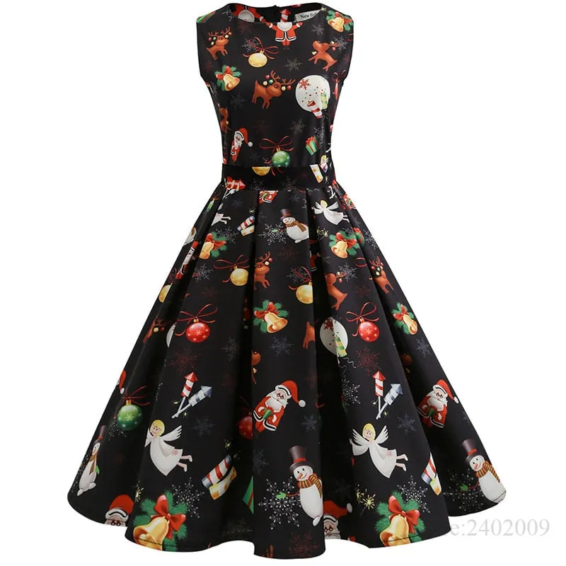 VenusFox Casual Elegant Vintage Christmas Dress