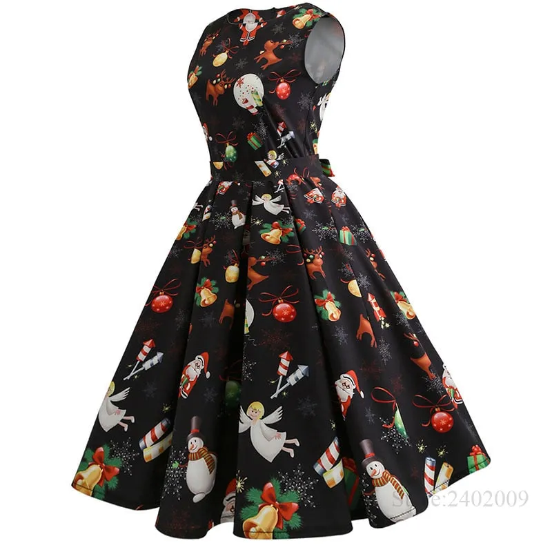 VenusFox Casual Elegant Vintage Christmas Dress