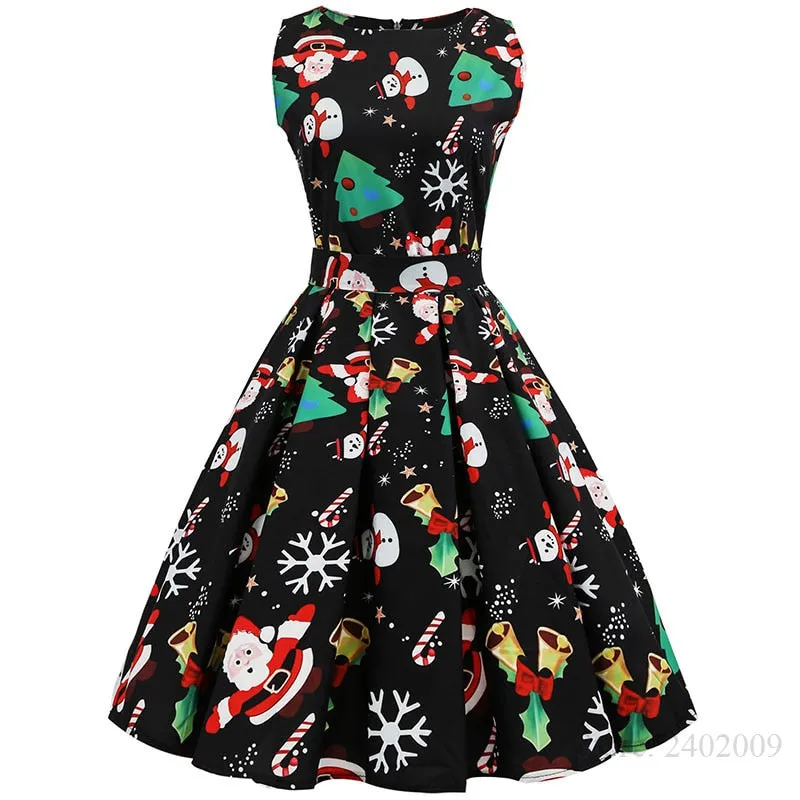 VenusFox Casual Elegant Vintage Christmas Dress