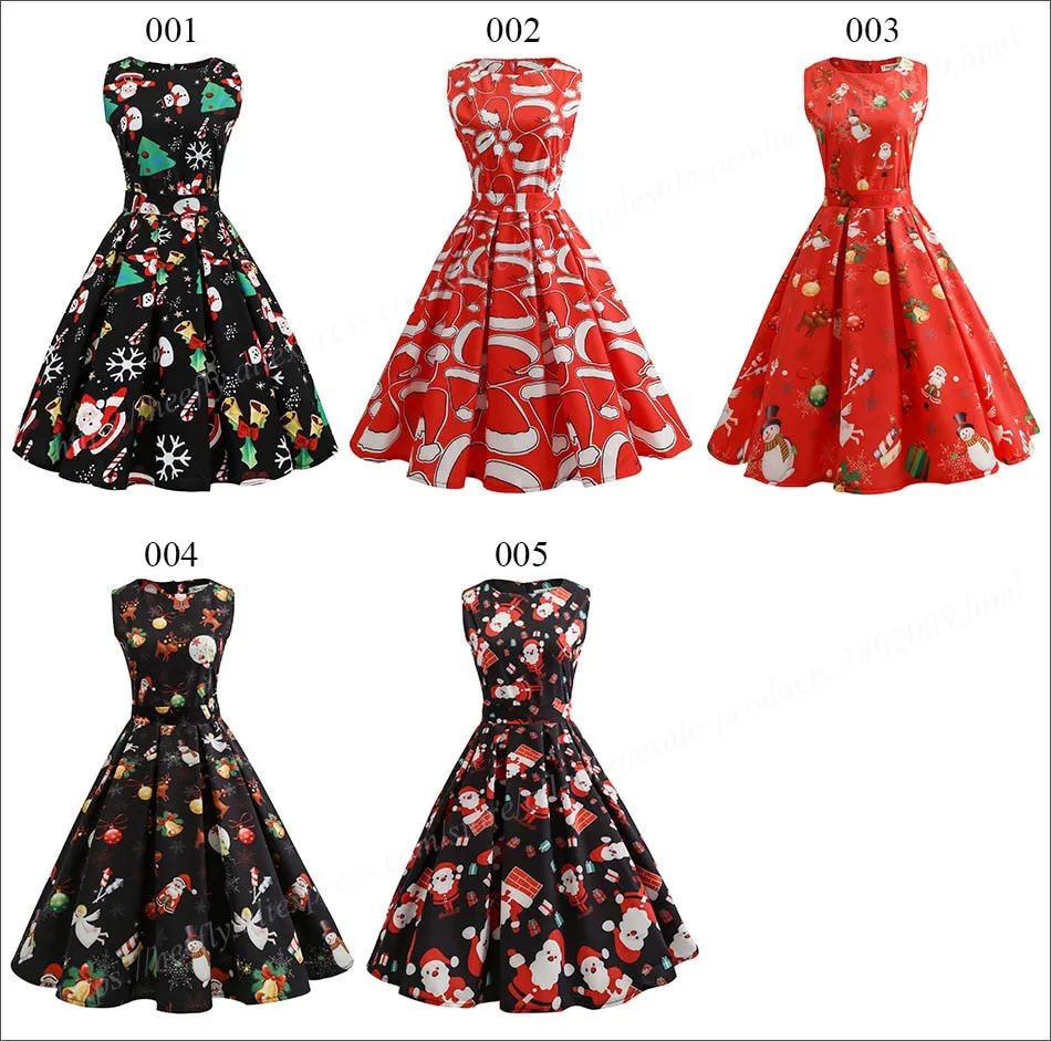 VenusFox Casual Elegant Vintage Christmas Dress