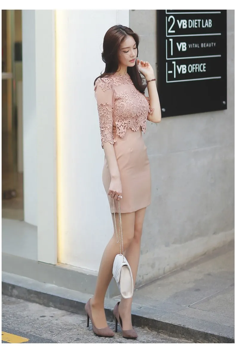 VenusFox Half Sleeve Mini Lace Dress Bandage Bodycon Style