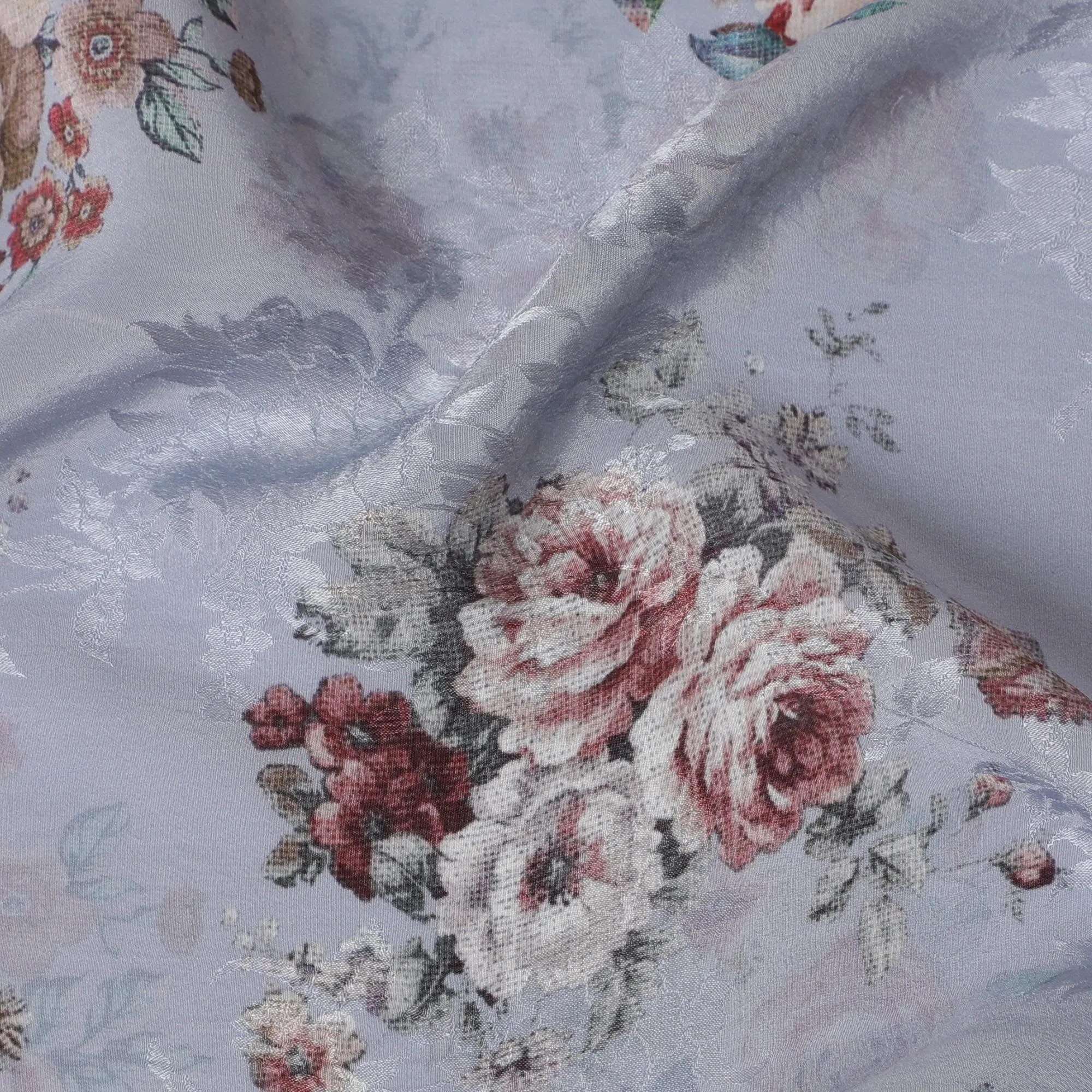 Vintage Floral Viscose Crepe Fabric, 110cm Wide â€“ Classic Victorian Elegance-D18398