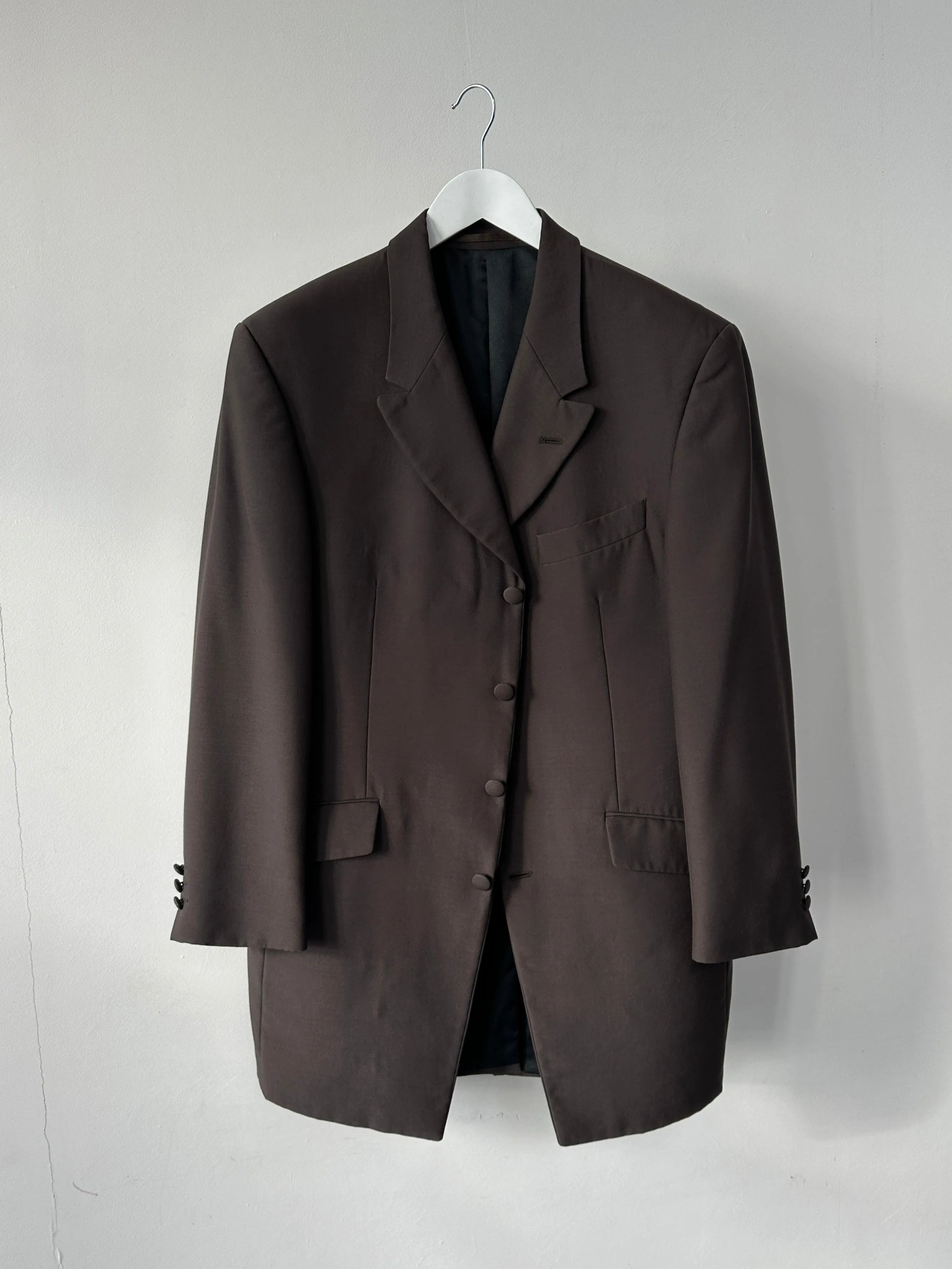 Vintage Wool Single Breasted Longline Blazer Coat - 42S/XL