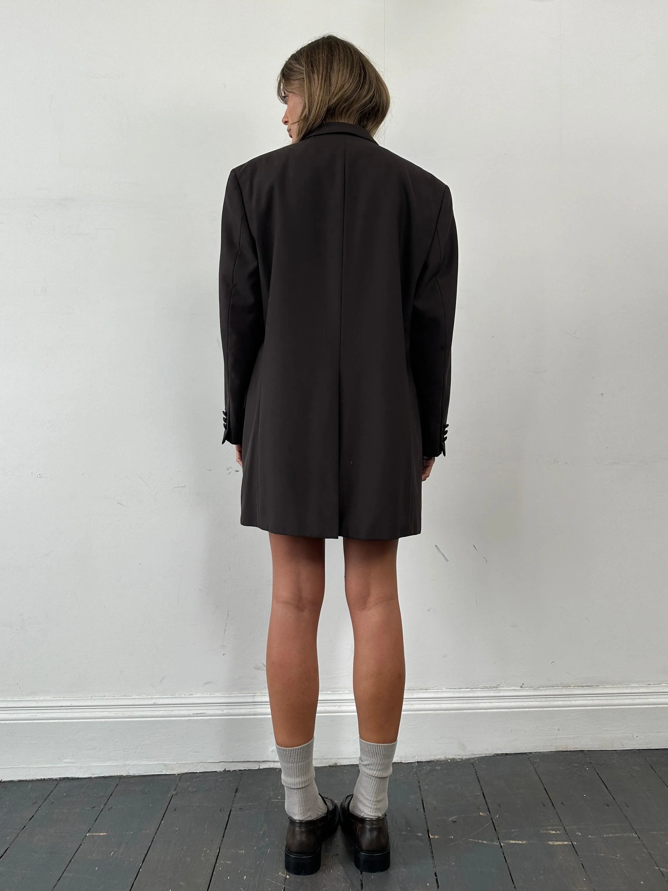 Vintage Wool Single Breasted Longline Blazer Coat - 42S/XL