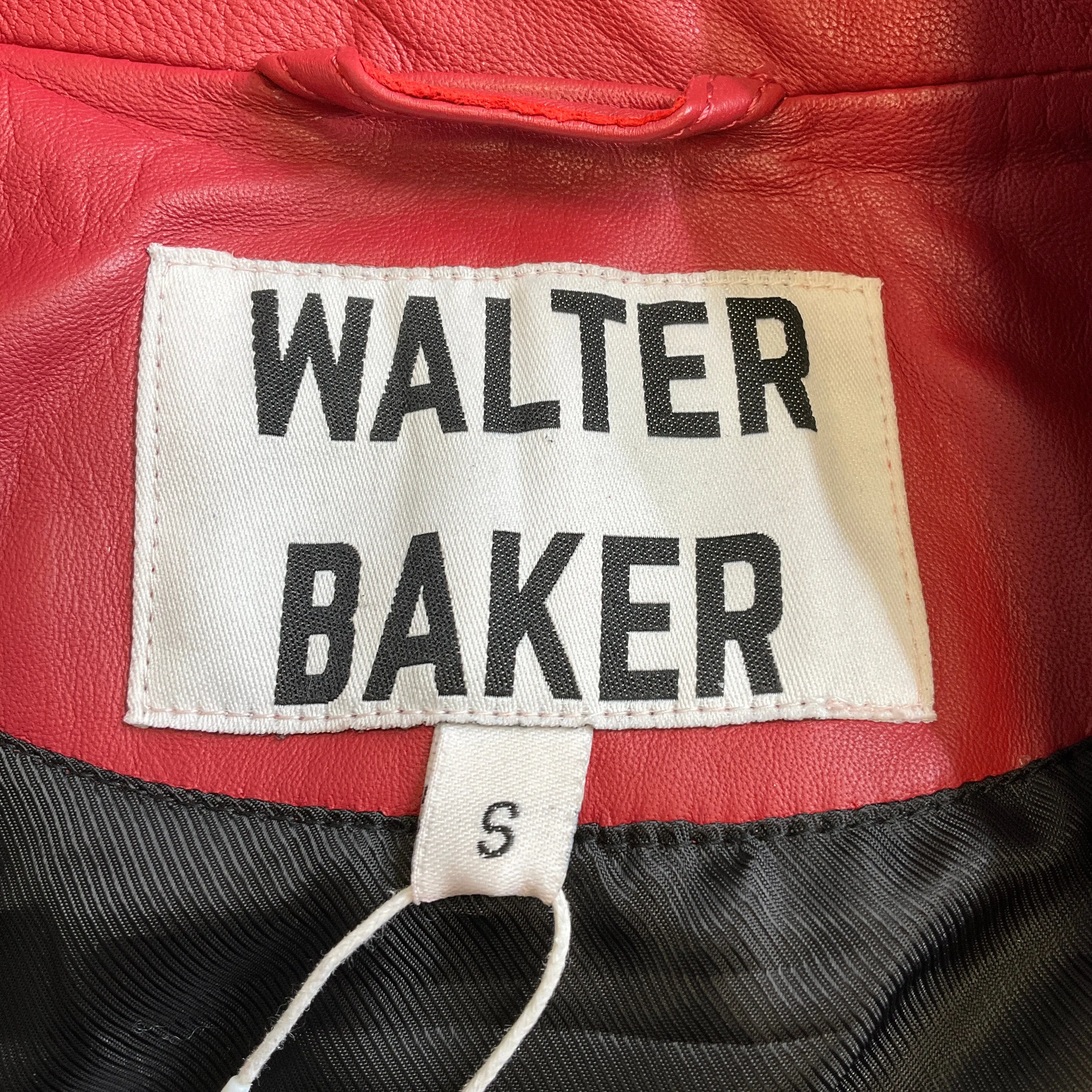 Walter Baker Red Lamb Leather Moto Zip Liz Jacket