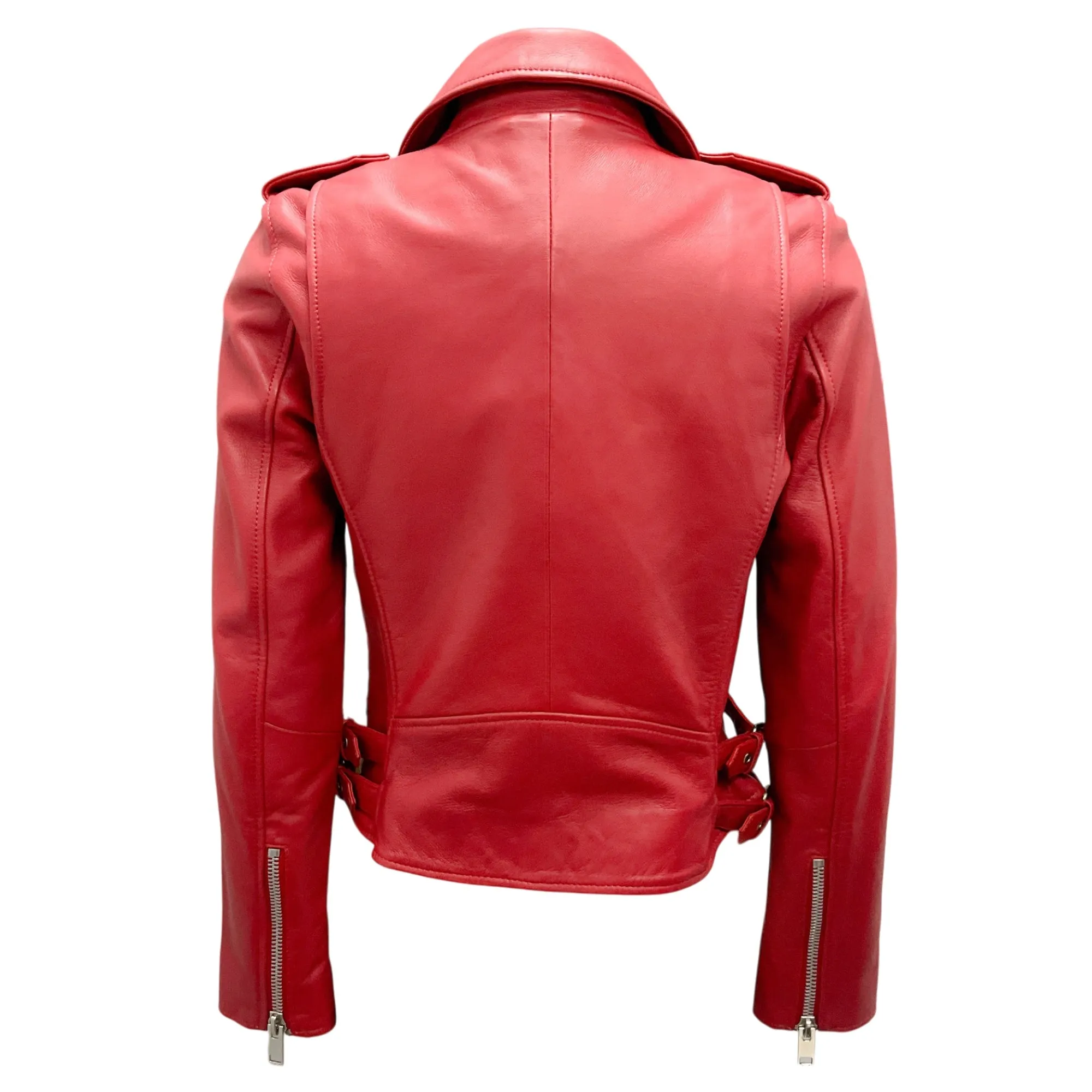 Walter Baker Red Lamb Leather Moto Zip Liz Jacket